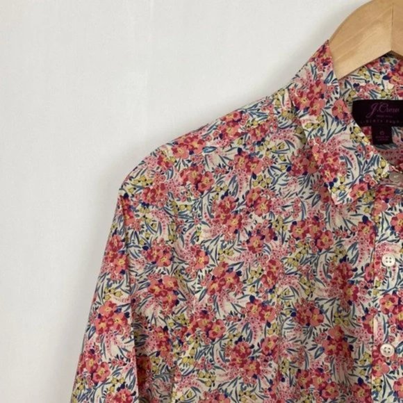 J.Crew x Liberty 6 Popover Shirt Swirling Petals Pink Red Blue Yellow - Picture 6 of 14